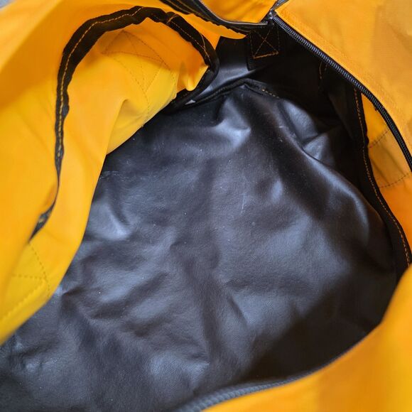 L.L. Bean Duffle Bag Yellow Black Nylon Travel Gym Tote - Picture 7 of 7